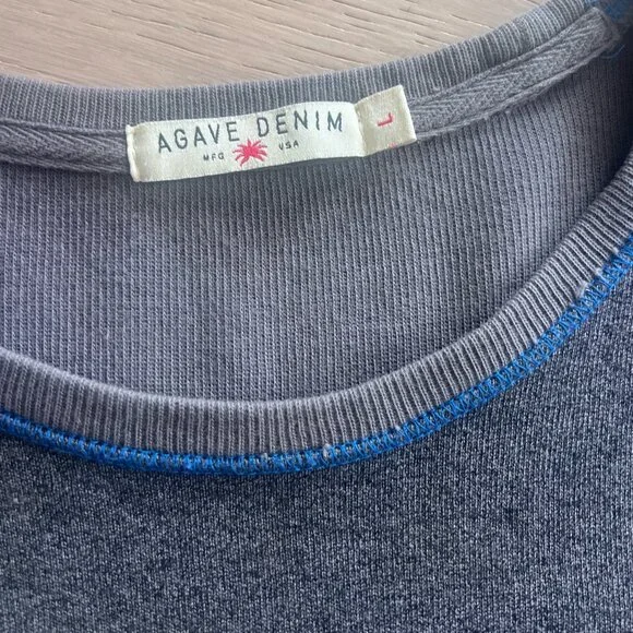 Agave Denim Crewneck Pullover Shirt Long Sleeve Men's Large - Picture 2 of 2